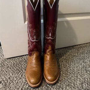 Lucchese Brown and Burgundy Women's Boots